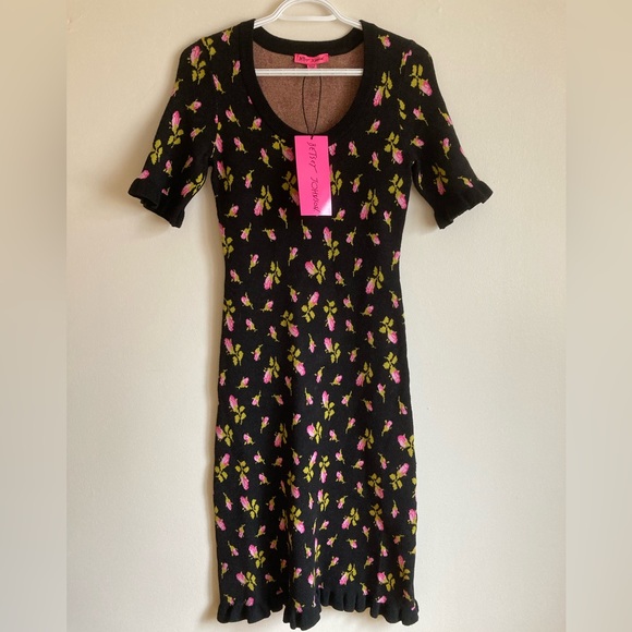 Betsey Johnson Pink Glo Floral Print Dress Women’s XS/S *NWT* - Picture 2 of 7